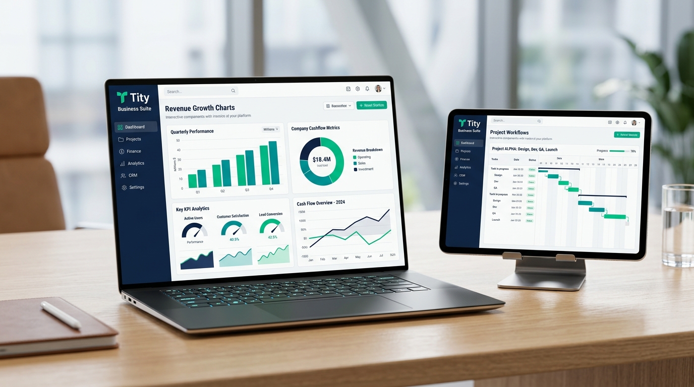 Tity Business Suite Dashboard and Mobile Application Mockup