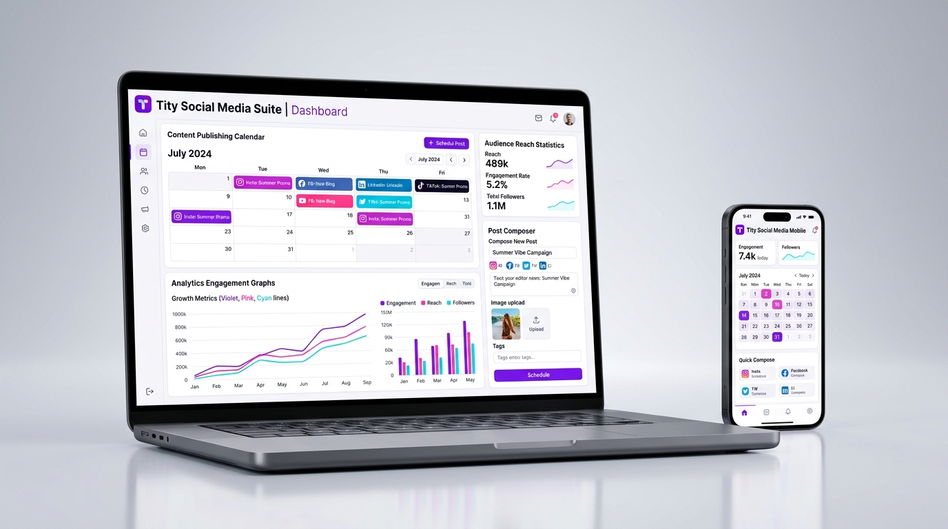 Tity Social Media Suite Management Cockpit Mockup
